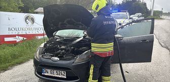 Bolu'da seyir halindeki otomobilde çıkan yangın söndürüldü