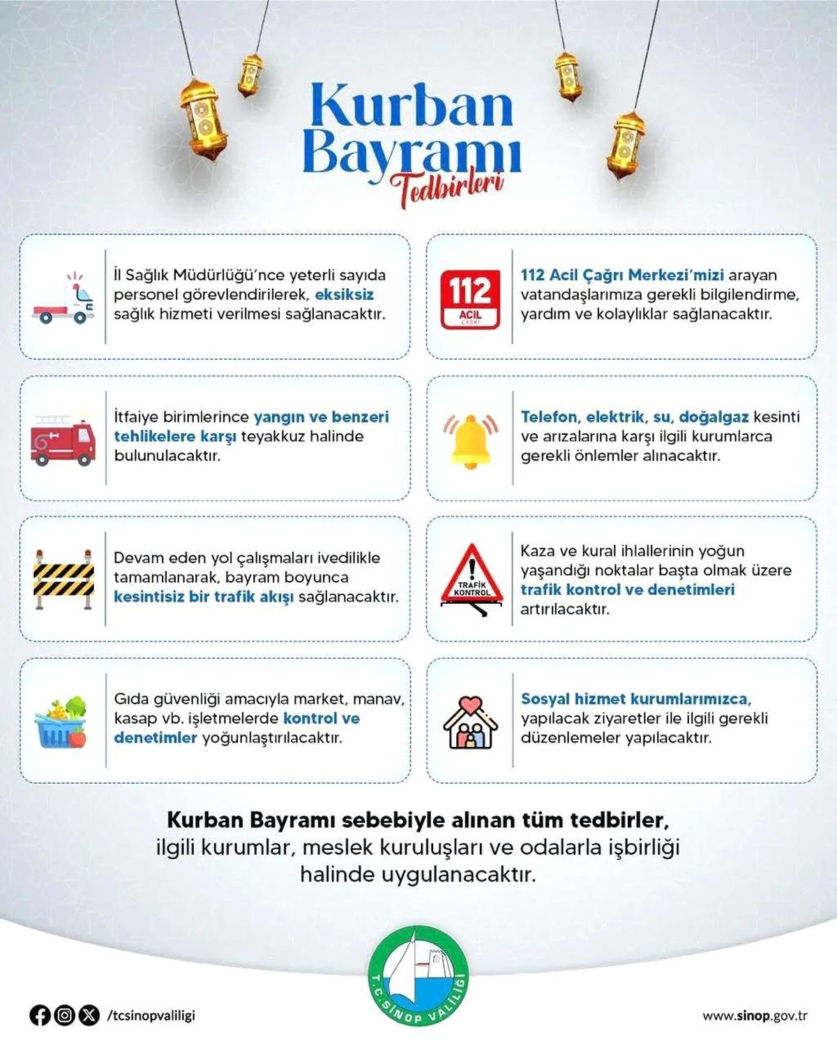 Sinop'ta bayram tedbirleri açıklandı