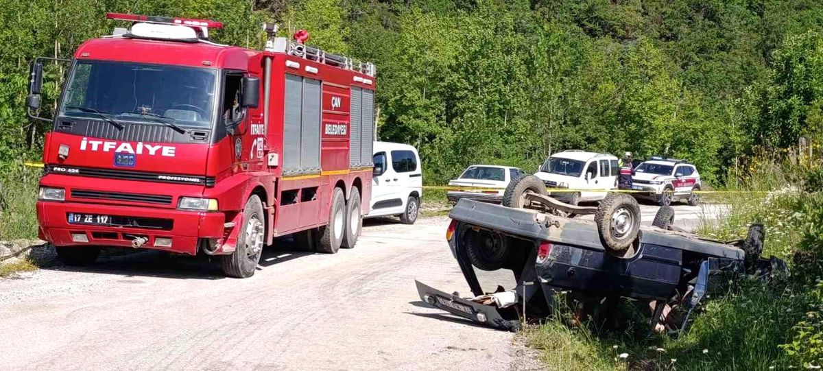 Çan'da takla atan otomobilin sürücüsü hayatını kaybetti