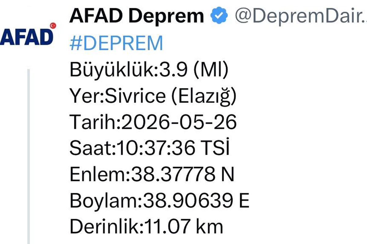 Elazığ'da bir deprem daha