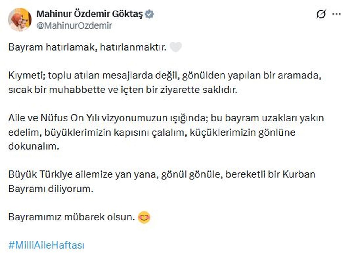 Bakan Göktaş'tan 'Kurban Bayramı' mesajı