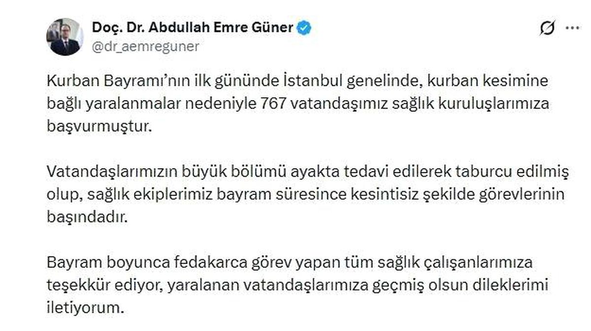 İstanbul'da bayramın ilk günü 767 kişi kurban keserken yaralandı