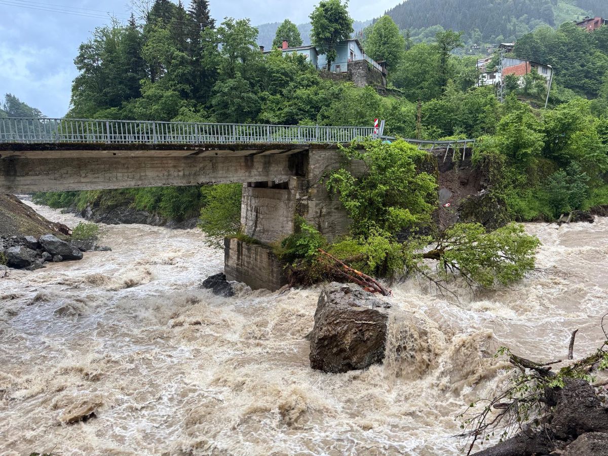 Artvin'de sağanak; dere taştı