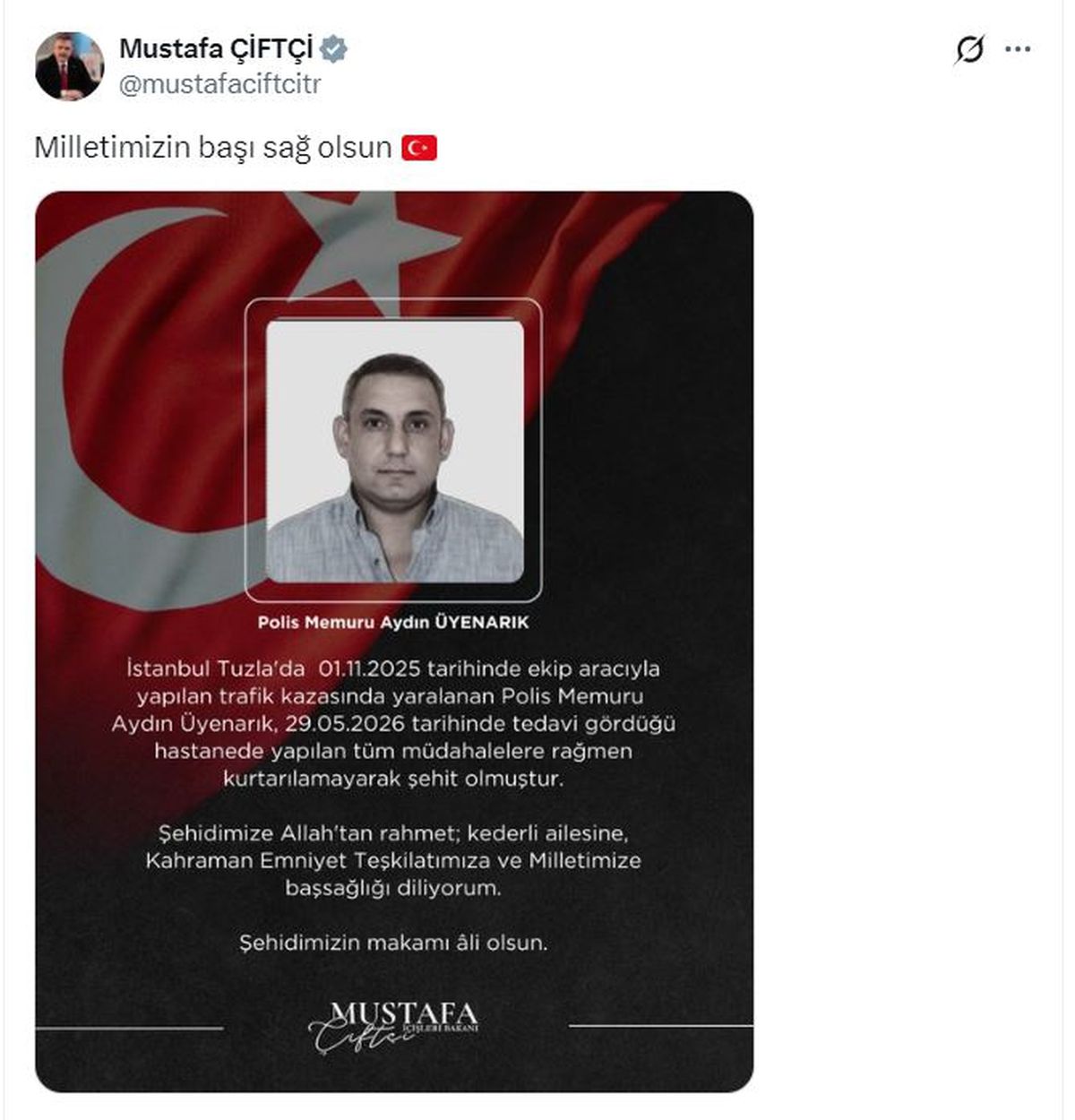 Polis Memuru Aydın Üyenarık Şehit Oldu