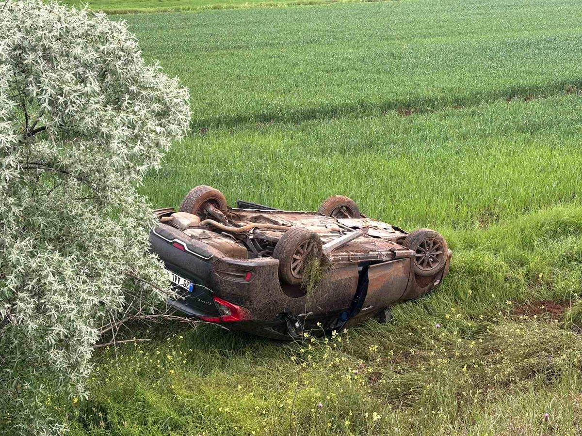 Erzincan'da şarampole devrilen otomobildeki 4 kişi yaralandı