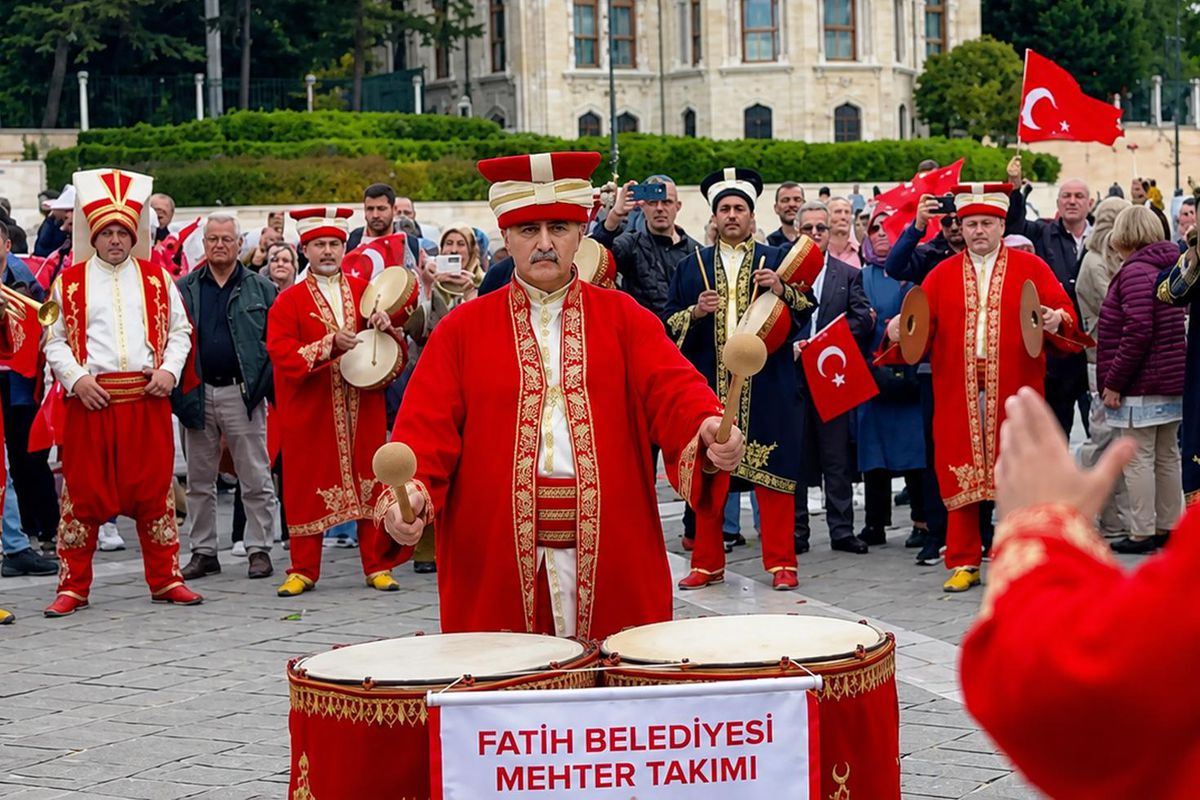 İstanbul'da fetih coşkusu! Mehteran gösterisine yoğun ilgi