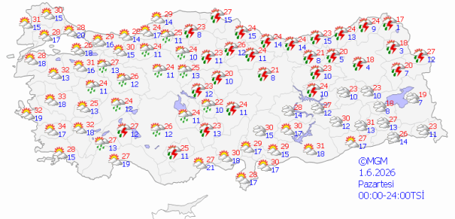 June 1 Weather Map