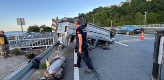 Rize'de takla atan hafif ticari araçtaki 4 kişi yaralandı