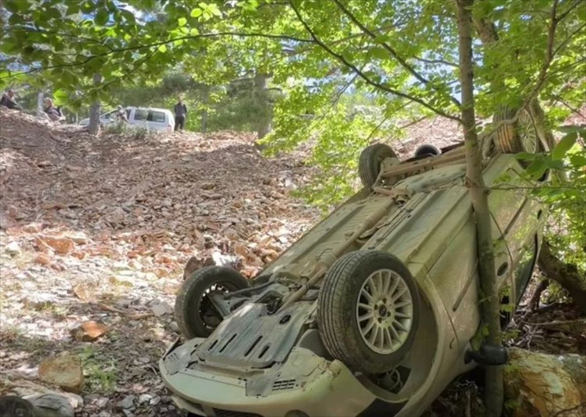 İslahiye'de devrilen otomobilin sürücüsü yaralandı