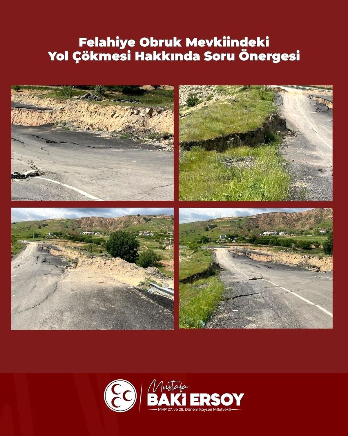 Baki Ersoy, Felahiye'de çöken yolu TBMM gündemine taşıdı