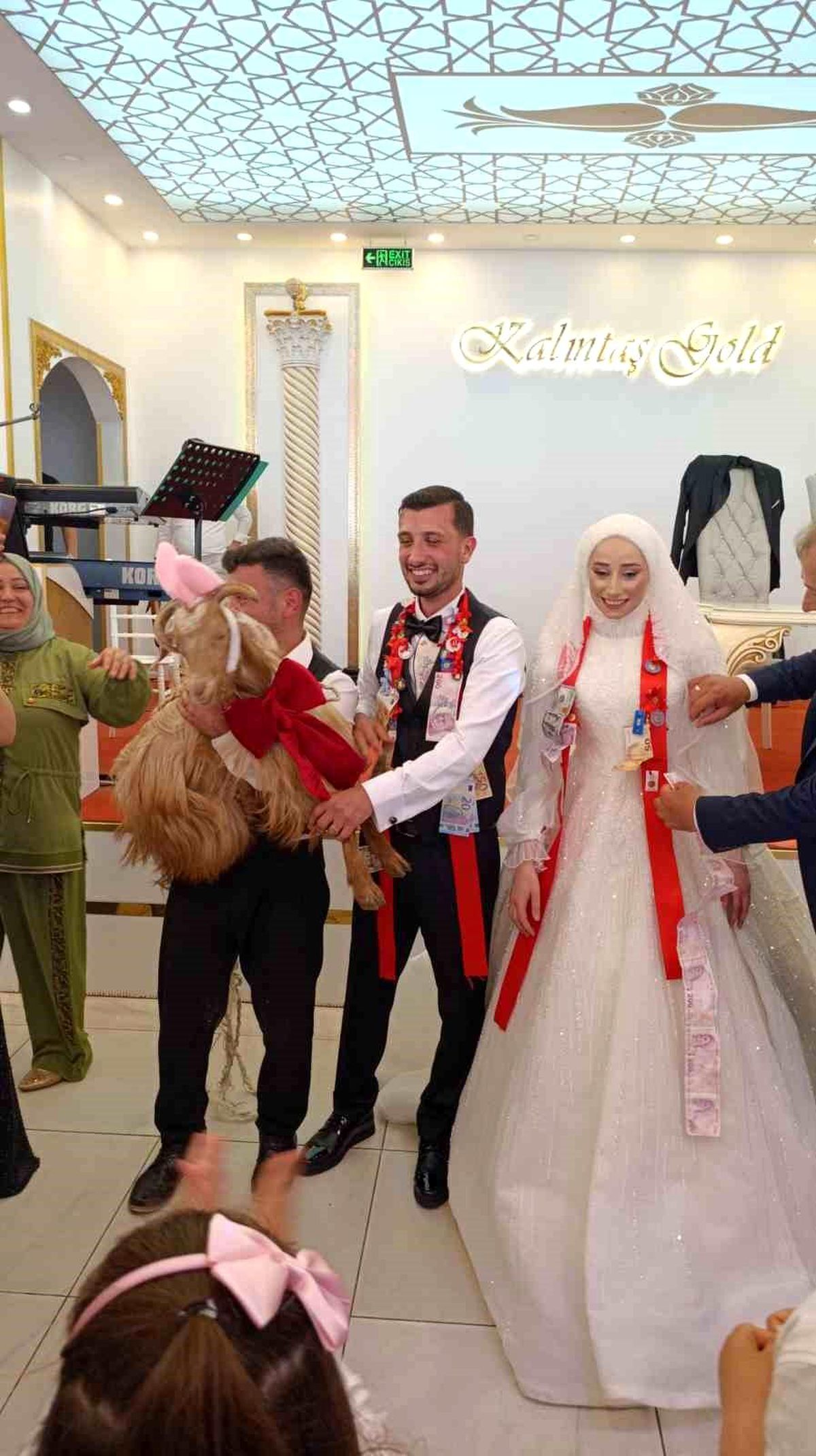 Düğünde altın değil keçi takıldı