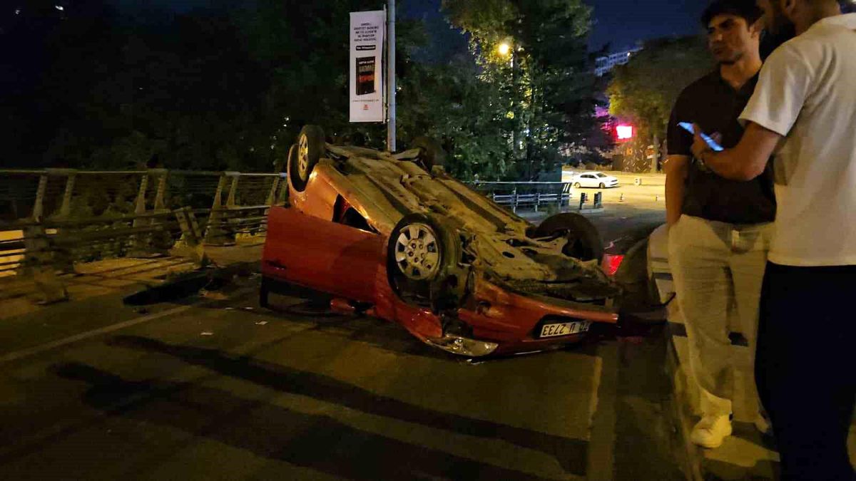 Şişli'de alkollü sürücü yoluna çıkan köpeğe çarpmamak için takla attı