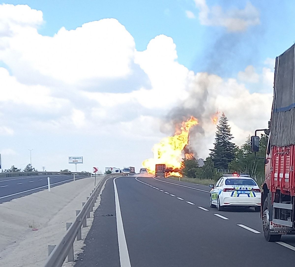 Aksaray'da TIR Yangını Ormana Sıçradı