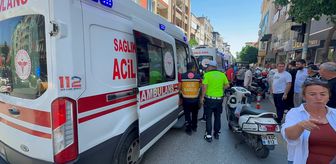 Aydın'da motosikletin anne ve 3 çocuğuna çarpması araç kamerasında