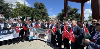 HAK-İŞ, BM Cenevre Ofisi önünde Filistin'e destek gösterisi düzenledi