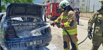 İnegöl'de seyir halindeki otomobil yandı