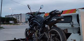 Uzunköprü'de abart egzozlu motosikletin sürücüsüne ceza kesildi