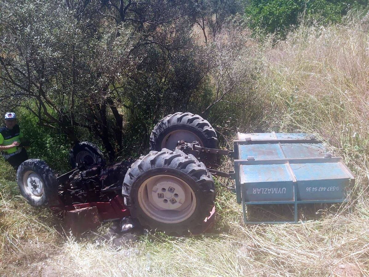 Zeytinliğe devrilen traktörün sürücüsü öldü