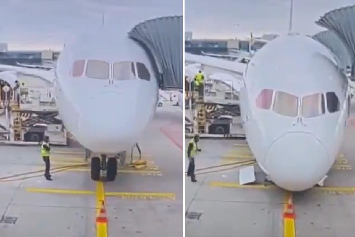 Frankfurt'ta korku dolu anlar: Lufthansa'nın Boeing 787-9 uçağının ön iniş takımı çöktü
