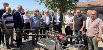 Samsun'da zirai dronla çeltik ekimi gerçekleştiriliyor