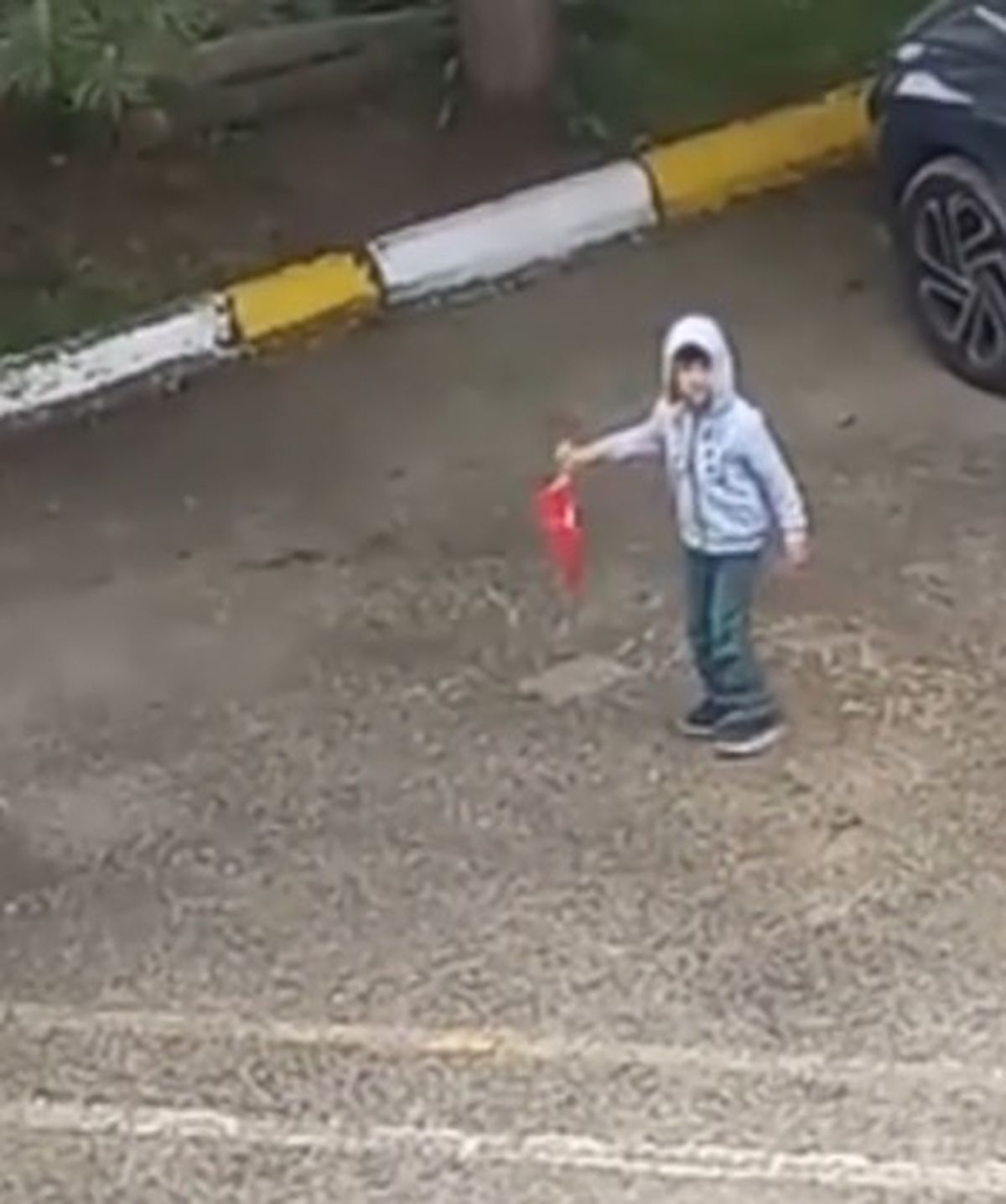 Bolu'da 5 yaşındaki çocuk, yerdeki Türk bayrağını kaldırdı