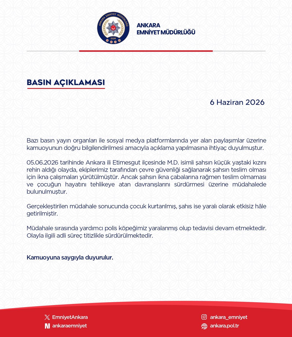 Ankara'da rehin alma olayı sonrası polis ekipleri.