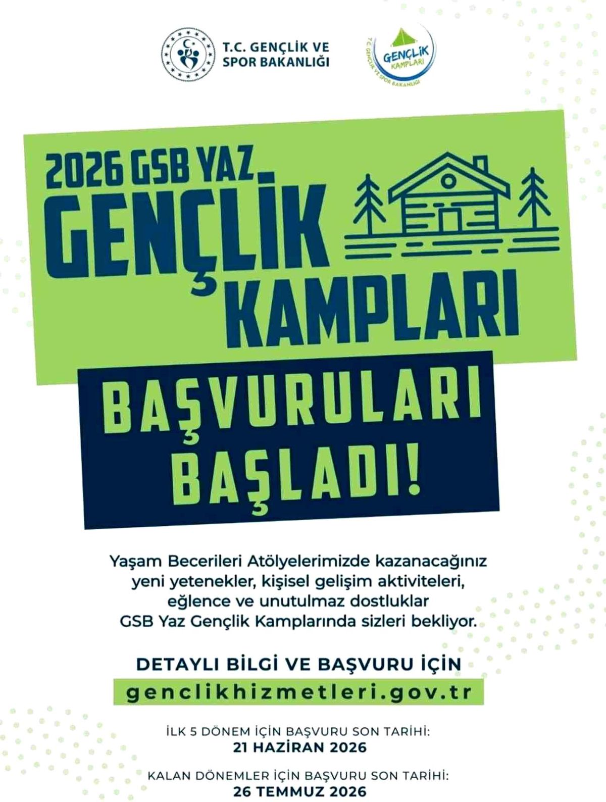 GSB Yaz Gençlik Kampları için başvurular başladı
