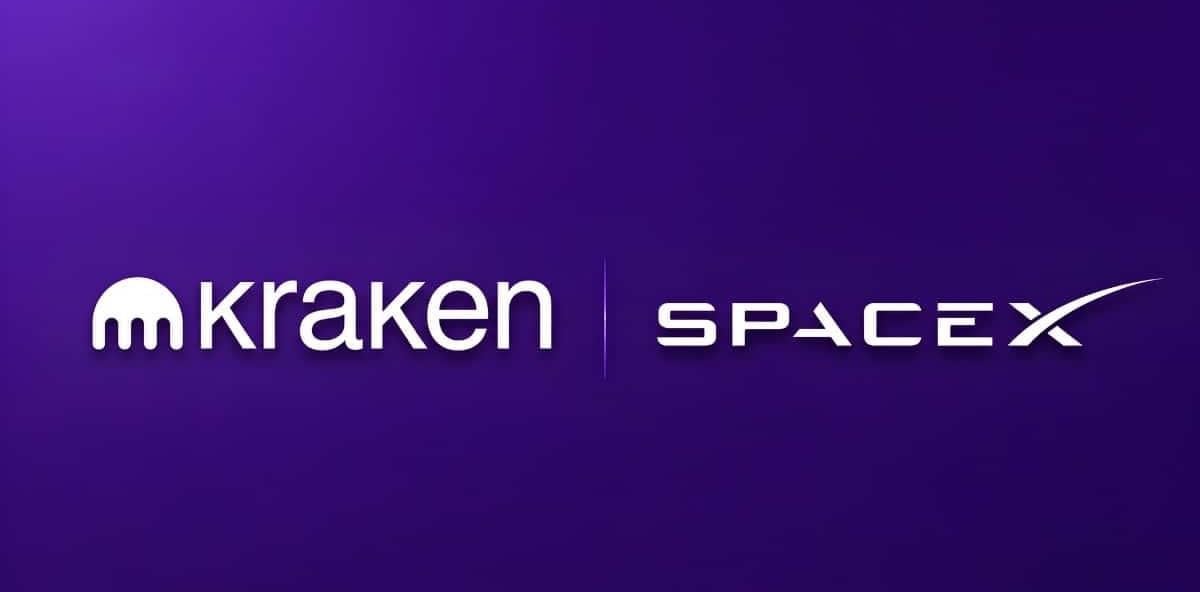 Kraken logosu ve SpaceX logosu yan yana