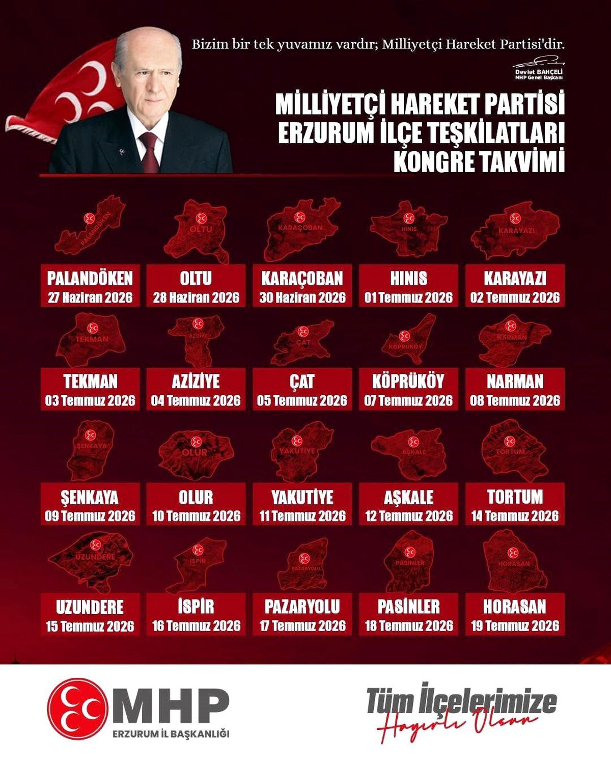 MHP Erzurum'da ilçe kongre takvimi açıklandı