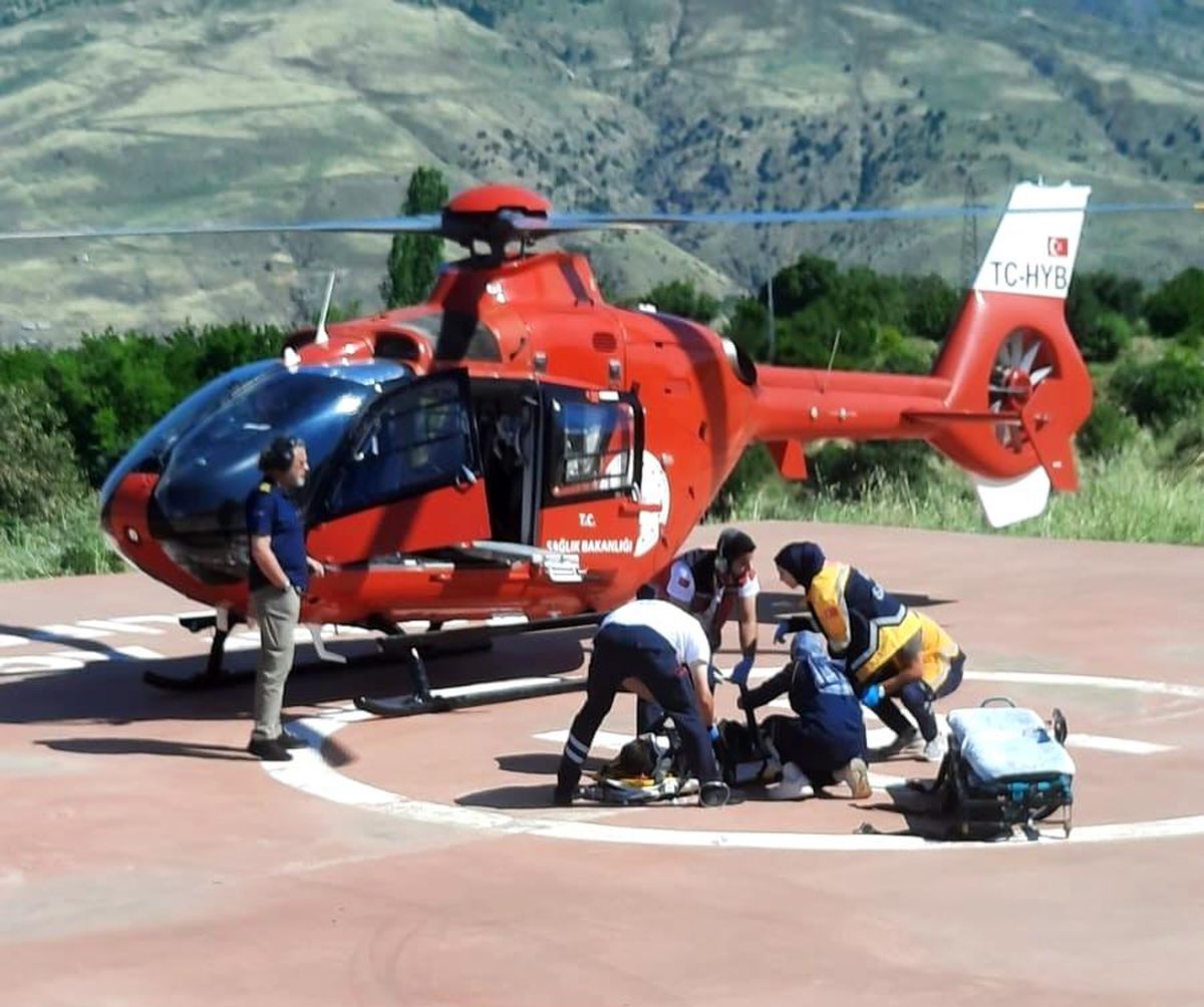 Malatya'da yaralanan vatandaş hava ambulansıyla hastaneye se