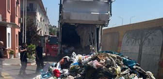 Yalova'da çöp kamyonu sürücüsü, yanmaya başlayan aracını itfaiyeye götürdü