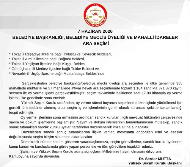 YSK Başkanı Mutta: "Yüksek Seçim Kurulu adına sonuçların mil
