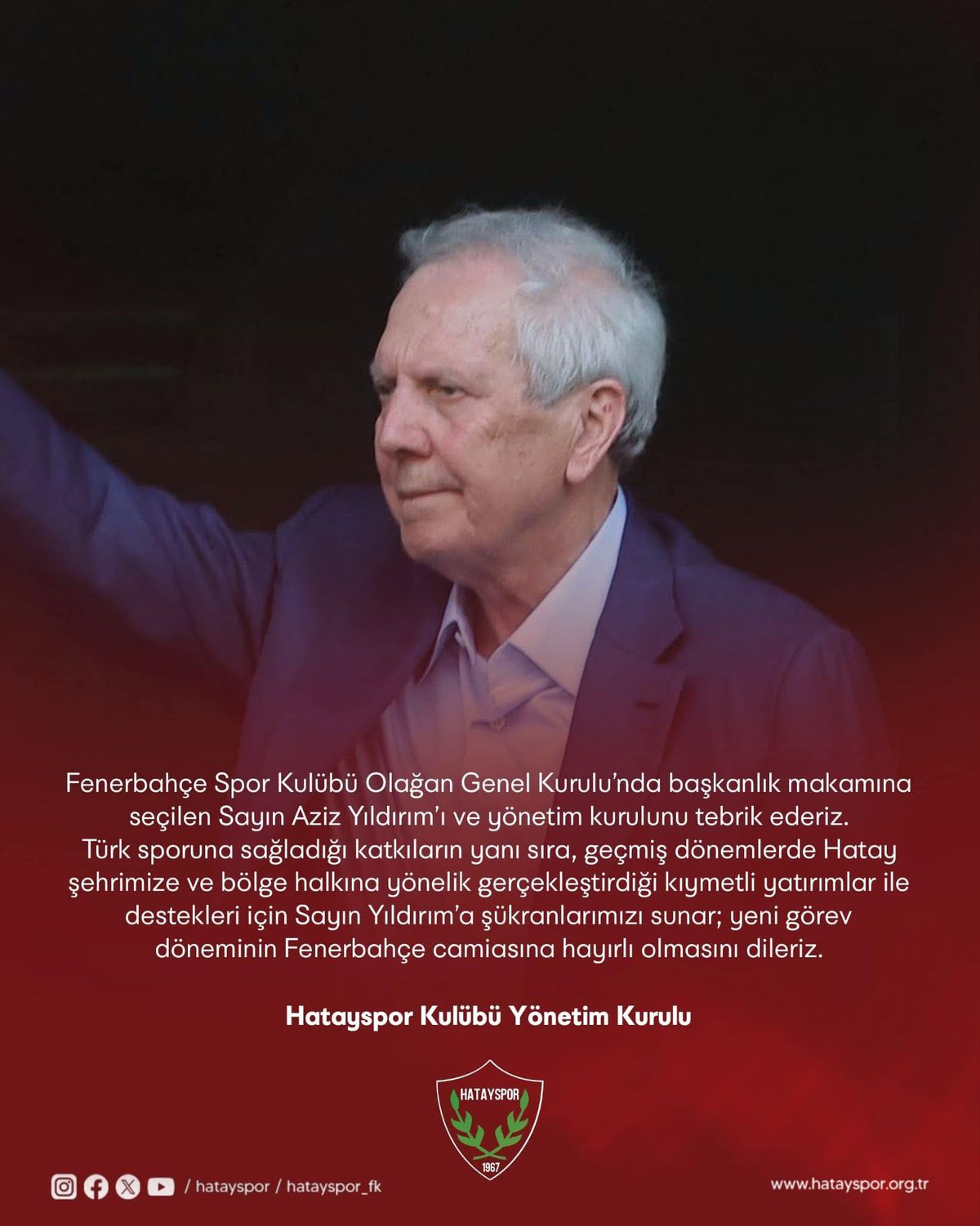 Hatayspor yönetimi Fenerbahçe Spor Kulübü Başkanı Aziz Yıldı
