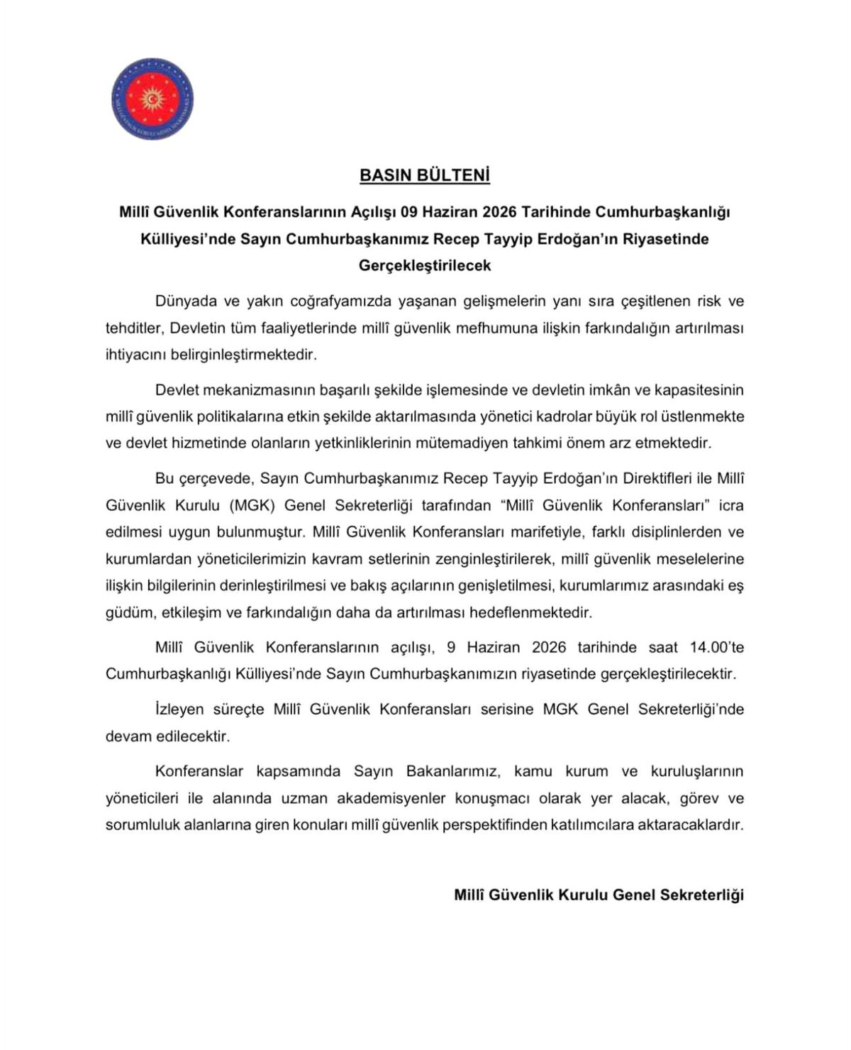 Cumhurbaşkanı Erdoğan'dan Milli Güvenlik Konferansı açılışı