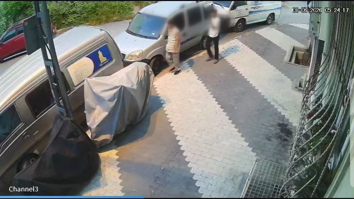 Arnavutköy'de park halindeki minibüsün çalındığı anlar kamer