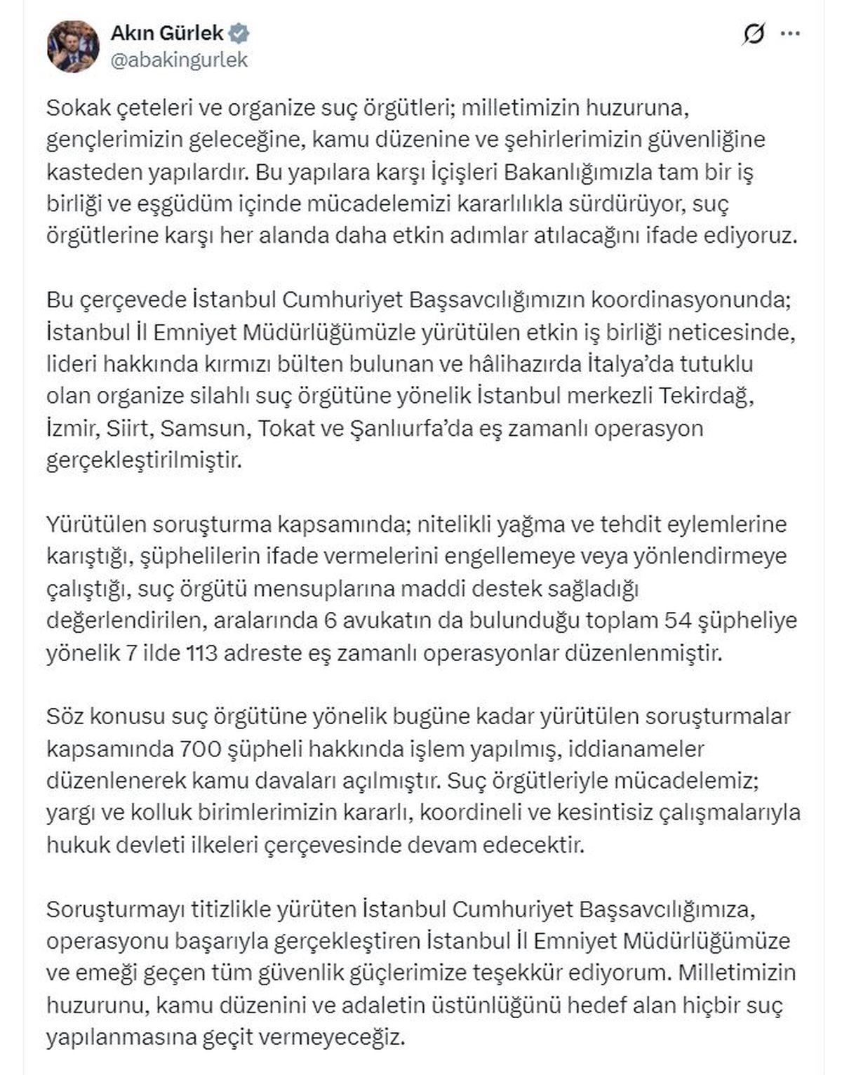 İstanbul merkezli 7 ilde 54 şüpheliye yönelik operasyon