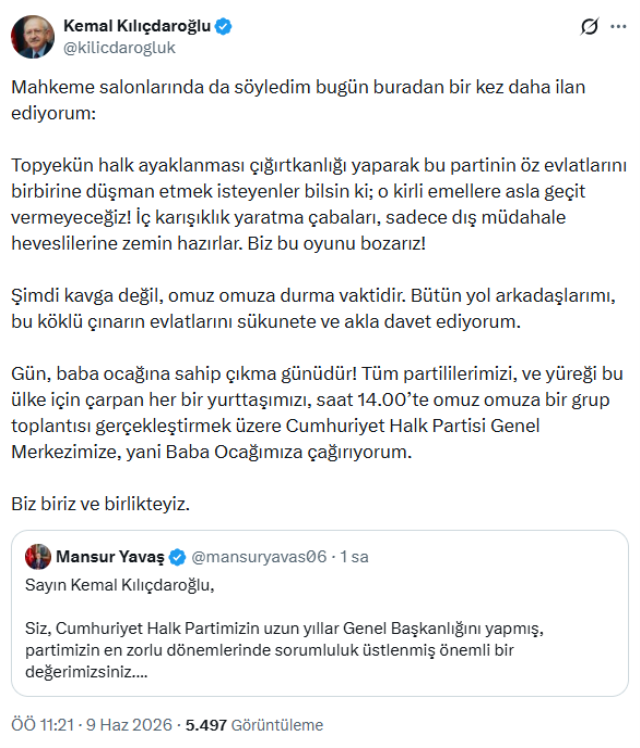 Kemal Kılıçdaroğlu, Meclis'e gitmiyor: Grup toplantımız 14.00'te genel merkezde 3 kemal kilicdaroglu meclise git 19927901 1927 1 m