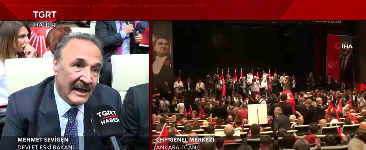 Eski Devlet Bakanı Mehmet Sevigen, CHP Genel Merkezi'nde açıklama yapıyor.