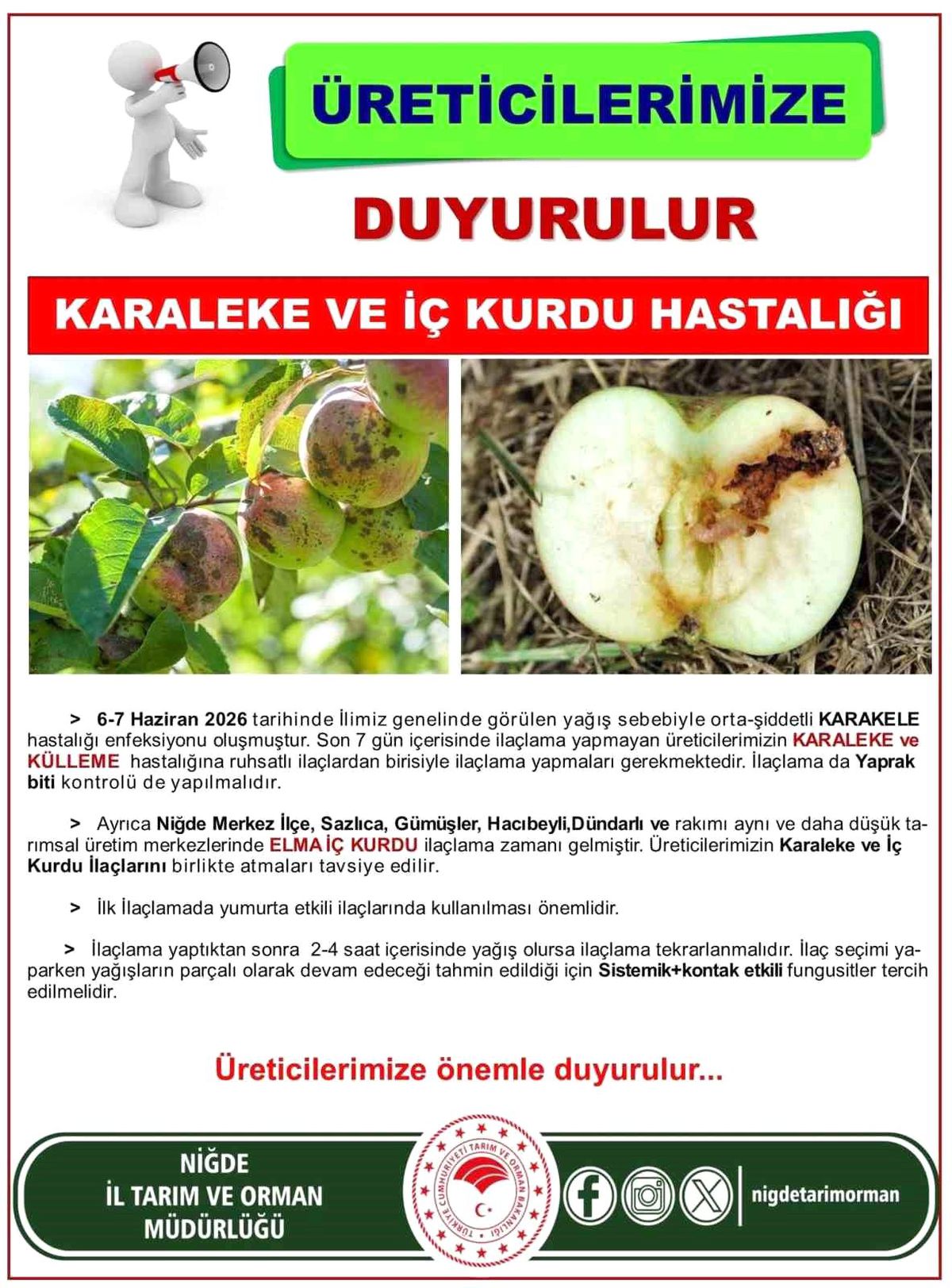 Üreticilere karaleke ve iç kurdu uyarısı