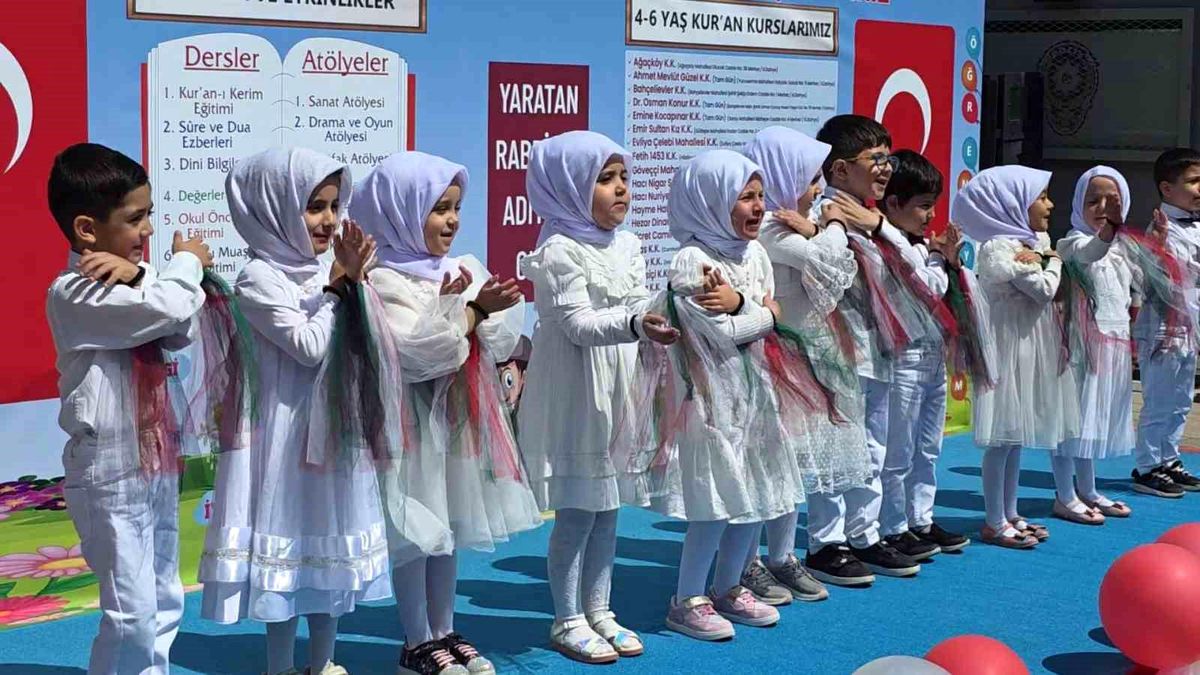 Kütahya'da 4-6 Yaş Kur'an Kursu öğrencilerinden yıl sonu coş