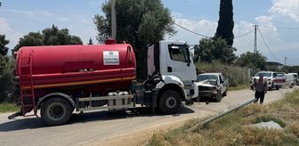 Ödemiş'te vidanjör ile otomobilin çarpıştığı kazada 1 kişi yaralandı