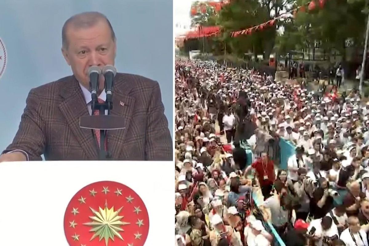 Cumhurbaşkanı Erdoğan Edirne'deki toplu açılış töreninde halka hitap ediyor.