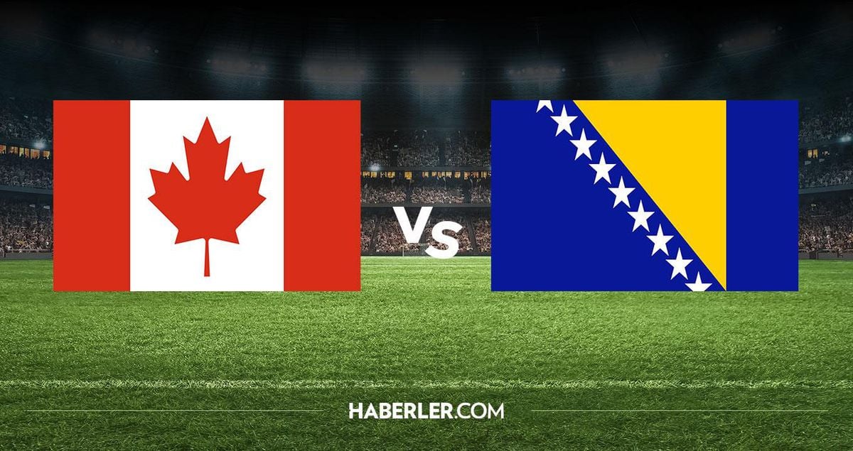 Kanada ve Bosna Hersek milli takımlarının futbolcuları sahada mücadele ederken
