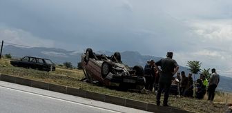 Burdur'da devrilen otomobildeki 2 kişi yaralandı