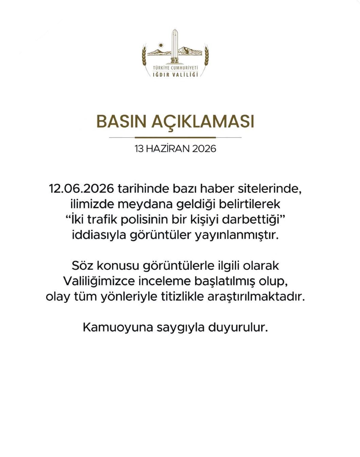 Iğdır Valiliği darp iddiasıyla ilgili soruşturma başlattı