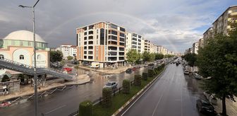 Çorum'da sağanağın ardından gökkuşağı oluştu