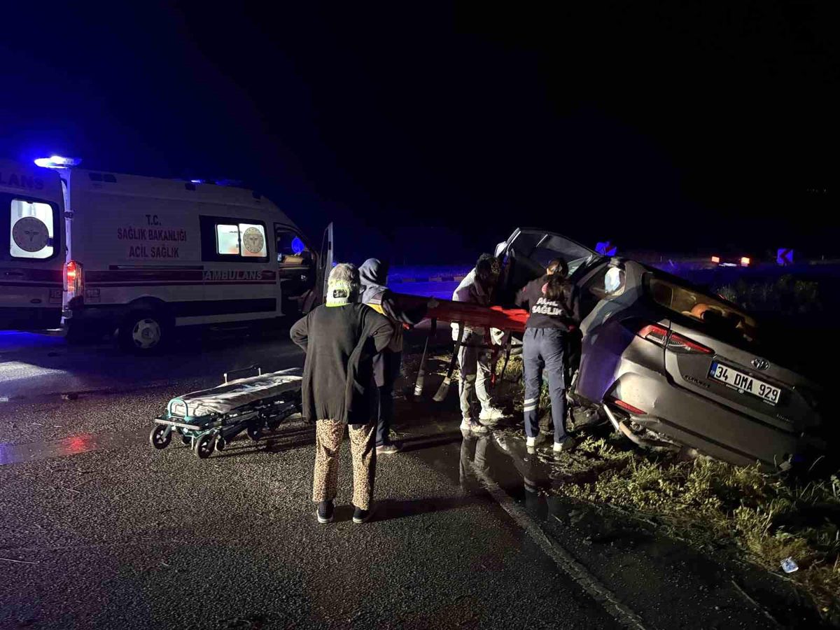 D100'de otomobil refüje çarptı: 2 yaralı