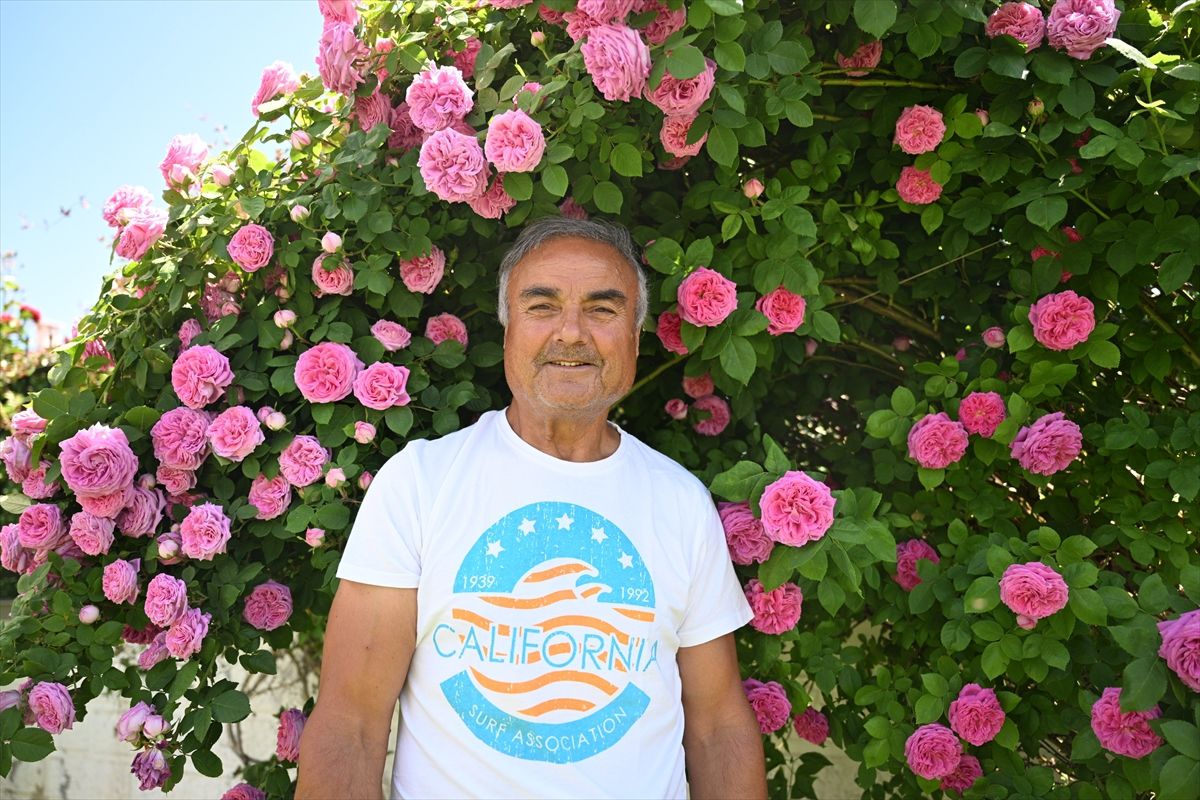 Kayserili gurbetçi memleketine yaptırdığı evin bahçesine 40 çeşit gül dikti