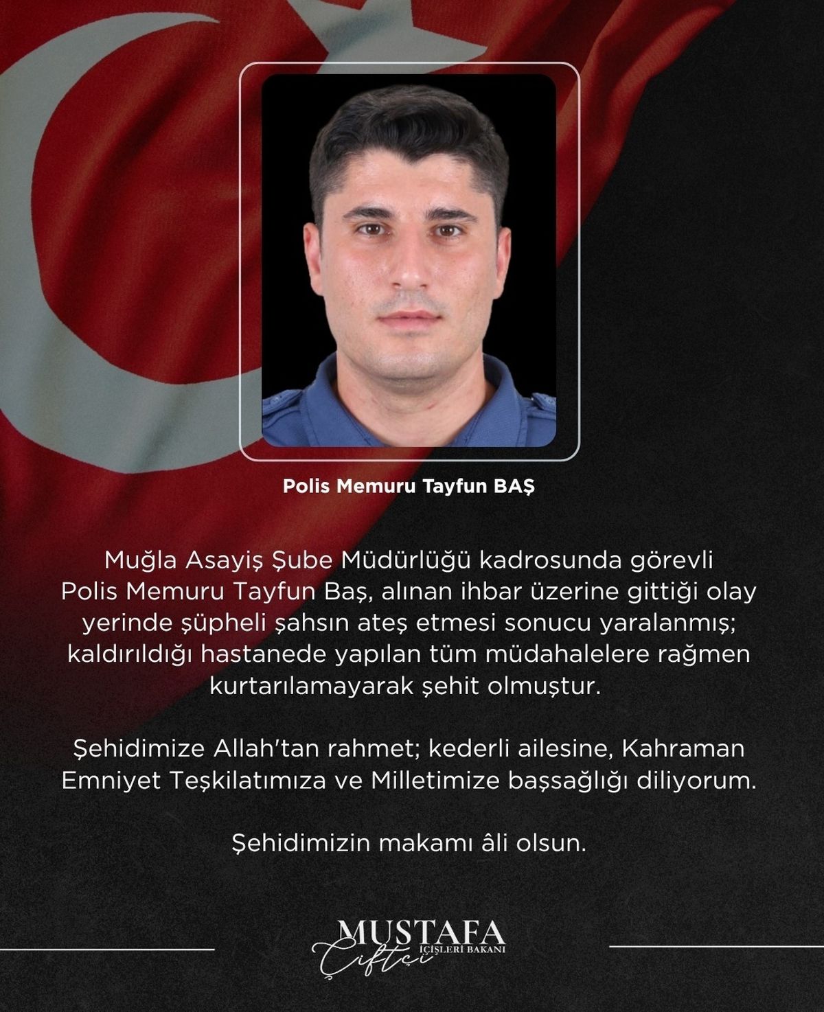 Muğla'da şehit olan polis memuru Tayfun Baş