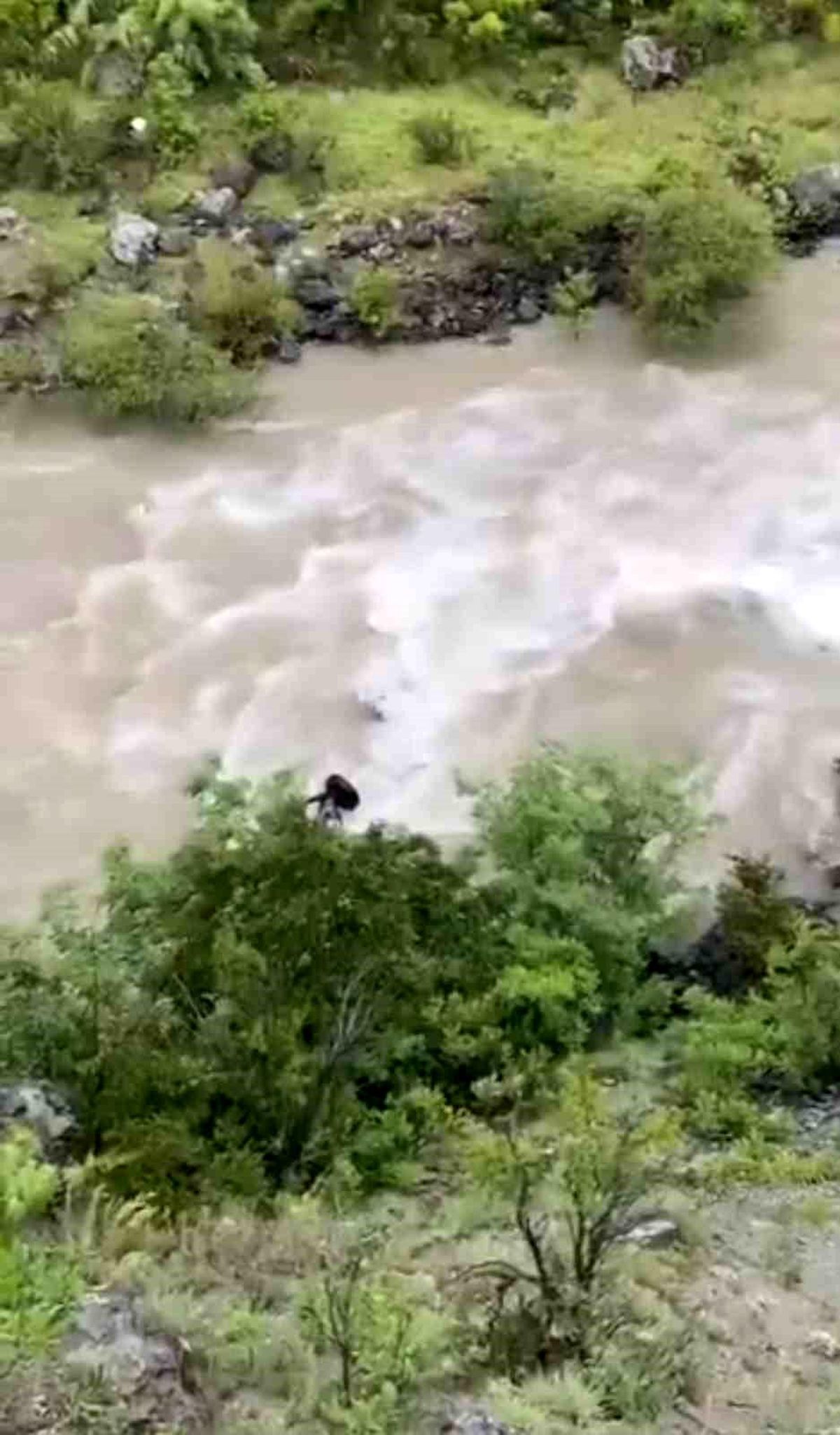 Artvin'in Şavşat ilçesinde Çoruh Nehri'ne uçan otomobilin arama kurtarma çalışmaları.